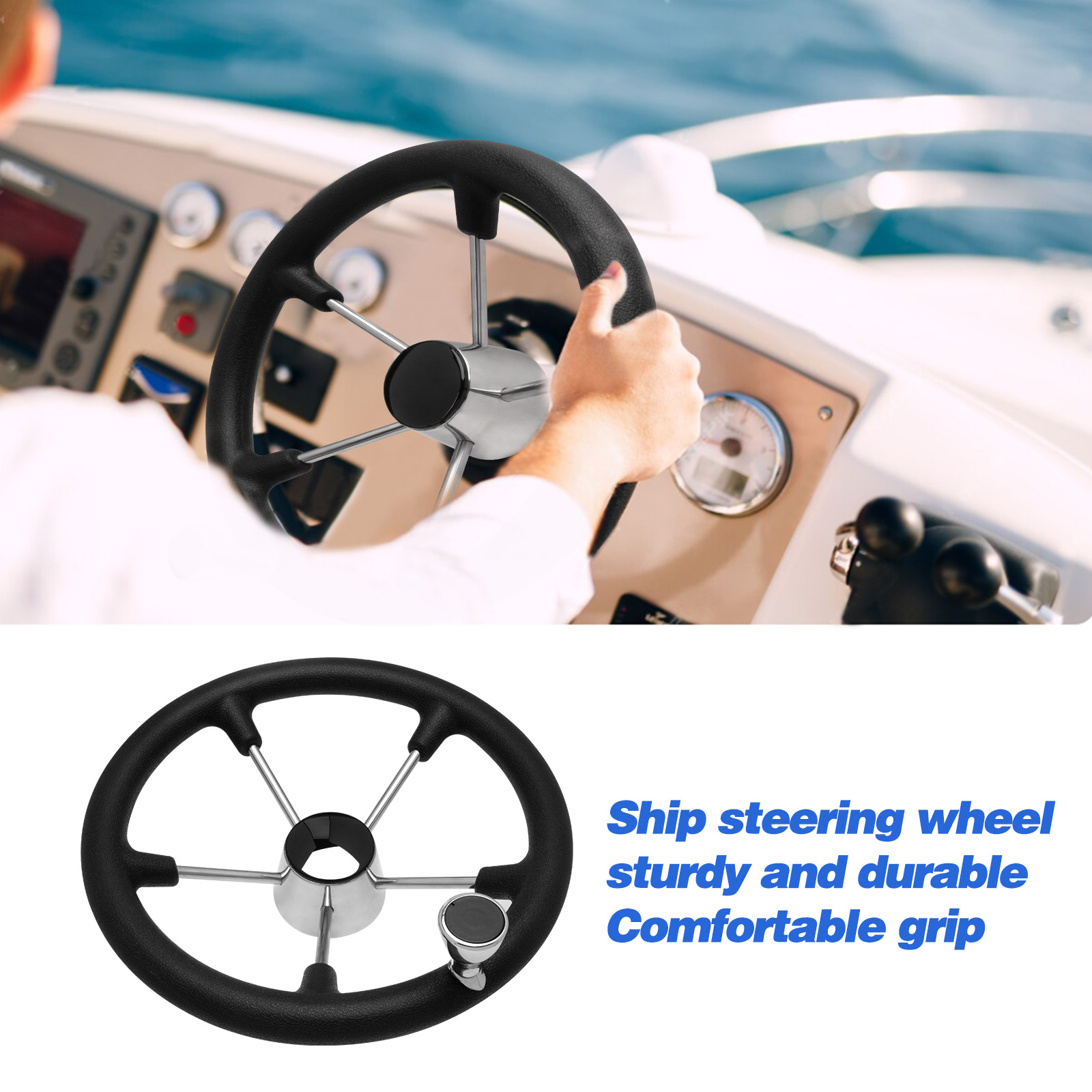 13.5’’ 5-Spoke Stainless Steel - Fishing Boat Steering Wheel ulasan dan harga